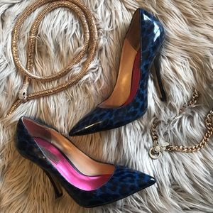 Betsy Johnson Patent Leather Leopard Heels